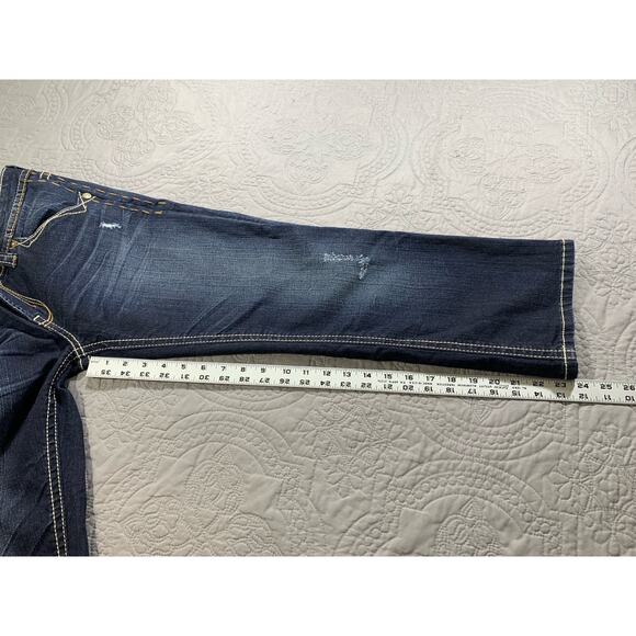 MEK Denim Jeans Capri Pants Womens‎ 32 x 23 Dark Wash New Mazatlan Embroidered - Picture 10 of 11